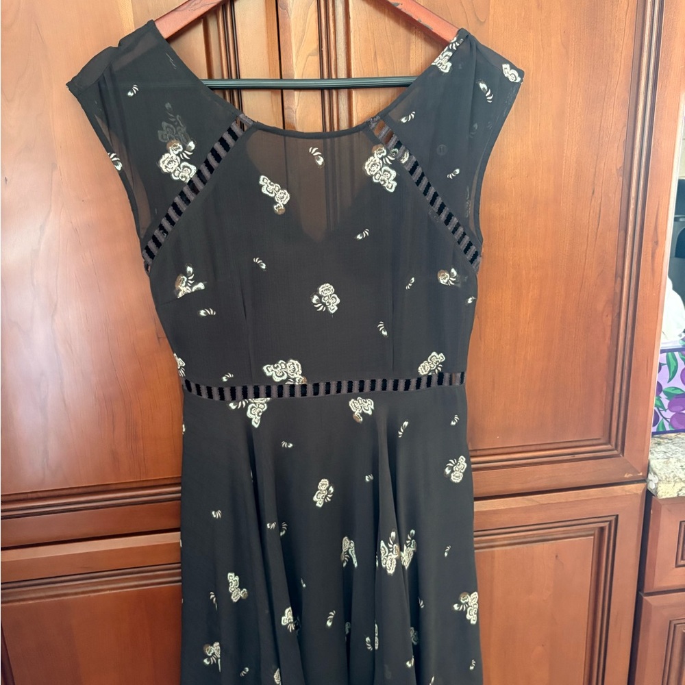Free People Black Fit and Flare Midi Dress